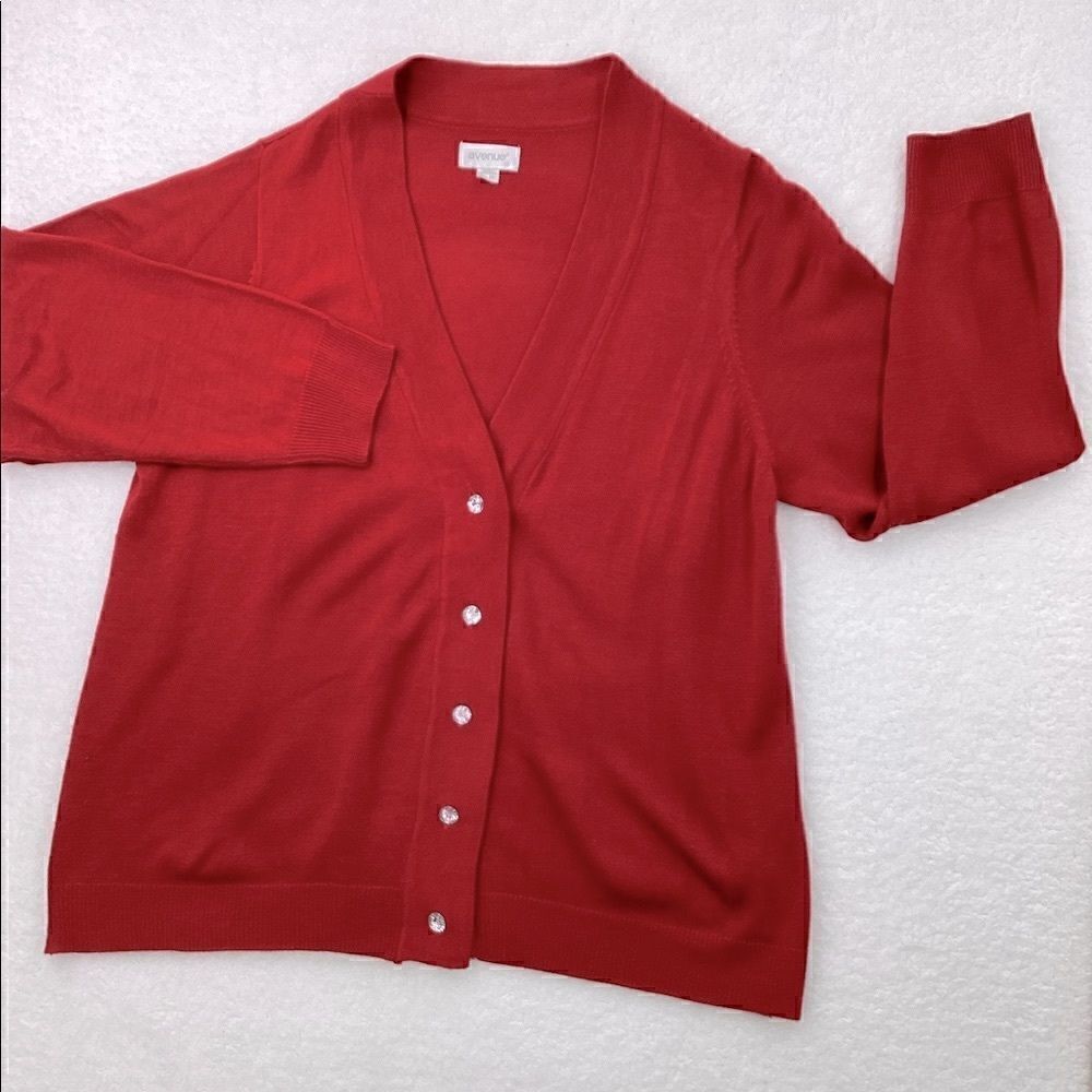 Avenue Red Sweatheart  Cardigan Long Sleeve Sweater Size 18/20